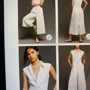 MAEVE ANTHROPOLIGE CROPPED WIDE LEG JUMPSUIT SIZE L TALL